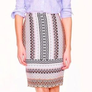 J. Crew Geometric Pencil Skirt Size 0